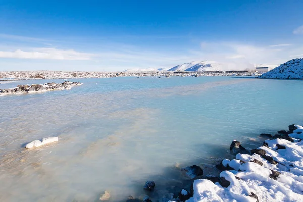 Όμορφη Blue Lagoon Προβολή Κατά Διάρκεια Του Χειμώνα Στην Ισλανδία — Φωτογραφία Αρχείου