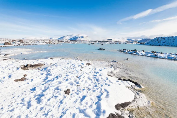 Όμορφη Blue Lagoon Προβολή Κατά Διάρκεια Του Χειμώνα Στην Ισλανδία — Φωτογραφία Αρχείου