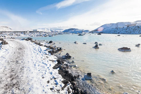 Όμορφη Blue Lagoon Προβολή Κατά Διάρκεια Του Χειμώνα Στην Ισλανδία — Φωτογραφία Αρχείου