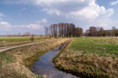Wiosna na Podlasiu. Krajobraz wiejski Podlasia. Dolina Narwi