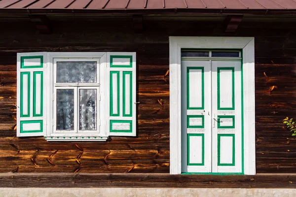 Bellezza Dell Architettura Legno Podlasie Terra Delle Persiane Aperte Polonia — Foto Stock