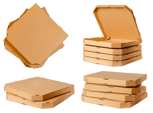 Συλλογή Χάρτινων Κουτιών Πίτσας Λευκό Χρώμα — Φωτογραφία Αρχείου