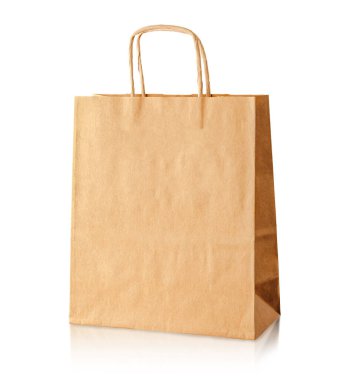 Paper bag with mock up isolated on white background. Environmental care concept. clipart