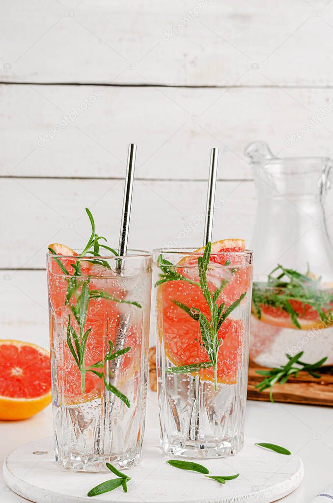 Antioxidant infused grapefruit water. Dieting concept.