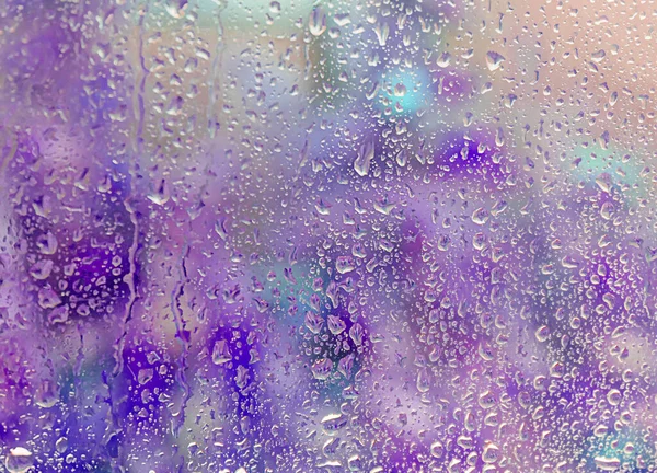 Creative Purple Backround Rainy Window Drops — Stock Photo, Image