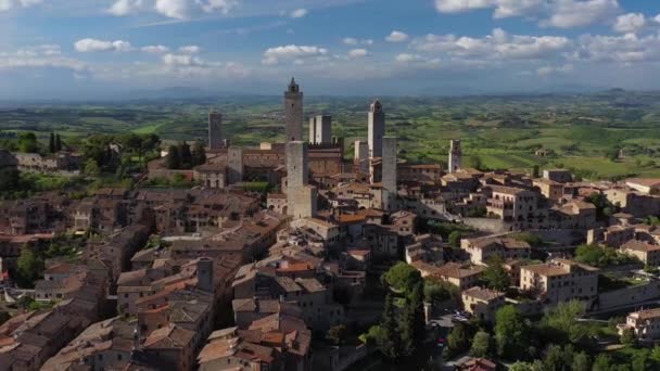 意大利 托斯卡纳 德伊萨 中世纪村庄San Gimignano的空中景观 它是联合国的世界遗产 — 图库视频影像