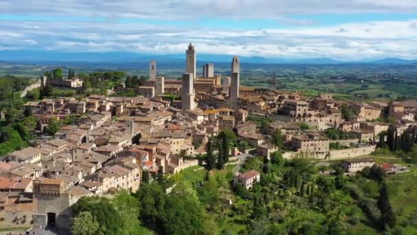 Włochy Toskania Val Elsa Widok Powietrza Średniowieczną Wioskę San Gimignano — Wideo stockowe