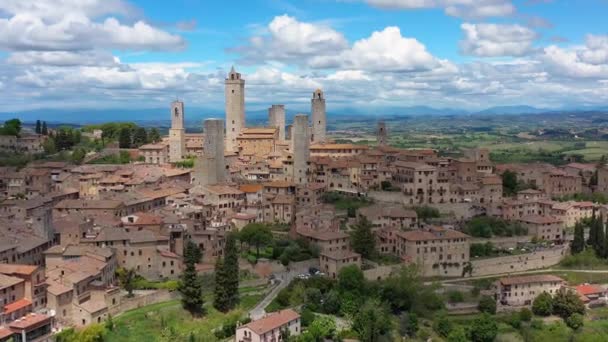 Italië Toscane Val Elsa Luchtfoto Van Het Middeleeuwse Dorp San — Stockvideo