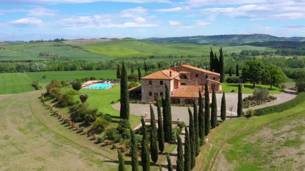 Italien Toscana Val Orcia Sienaprovinsen Cypressträd Väg Som Leder Till — Stockvideo