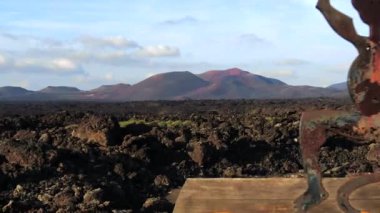 İspanya, Kanarya Adaları, Lanzarote, Timanfaya Ulusal Parkı, Ulusal Park giriş işareti