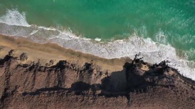 İspanya, Kanarya Adaları, Fuerteventura, Jandia Yarımadası, Playas de Sotavento, kum tepeleri, sahil ve deniz