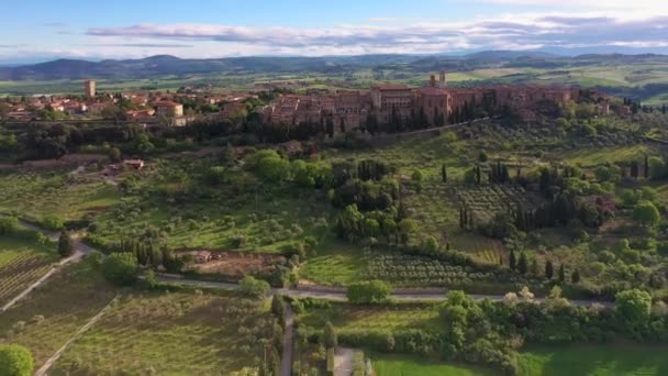 Italia Toscana Val Orcia Provincia Siena Vista Aérea Cerca Pienza — Vídeos de Stock