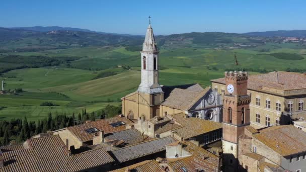 Itália Toscana Val Orcia Província Siena Vista Aérea Sobre Pienza — Vídeo de Stock