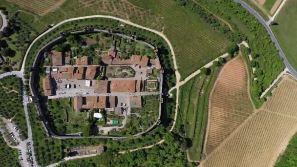 Italia Toscana Val Elsa Monteriggioni Vista Aérea Del Pueblo Histórico — Vídeos de Stock