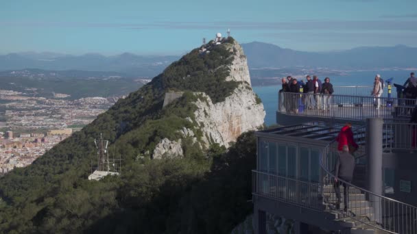 Vista Hacia Norte Hasta Cima Del Peñón Gibraltar Gibraltar Reino — Vídeos de Stock