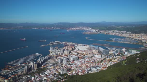 Vista Elevada Sobre Gibraltar Gibraltar Reino Unido — Vídeos de Stock