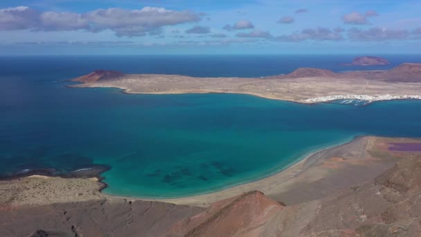 Hiszpania Wyspy Kanaryjskie Lanzarote Isla Graciosa Oglądane Mirador Del Rio — Wideo stockowe