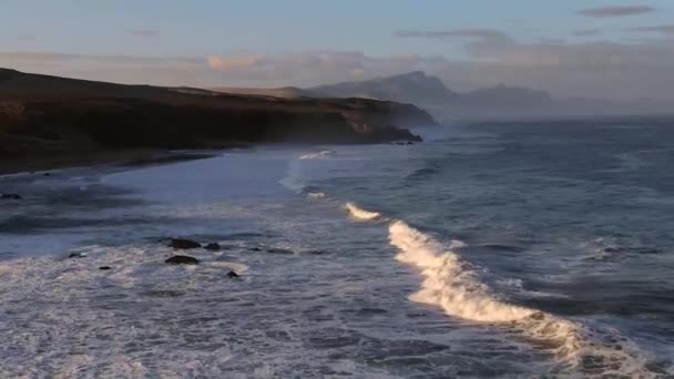 Španělsko Kanárské Ostrovy Fuerteventura Pared Playa Del Viejo Reyes — Stock video
