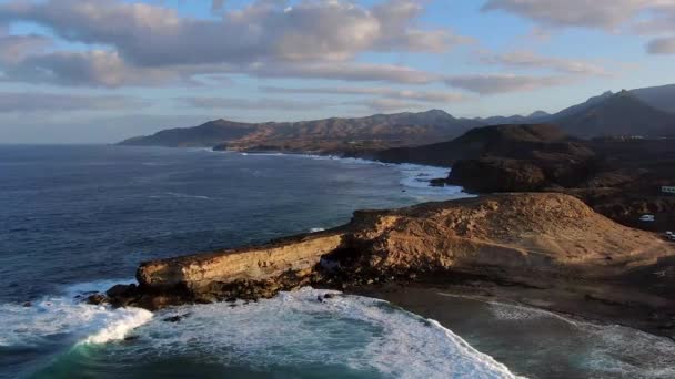 Espanha Ilhas Canárias Fuerteventura Pared Playa Del Viejo Reyes — Vídeo de Stock