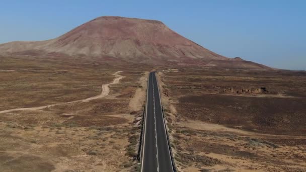Spanyol Kepulauan Canary Fuerteventura Montana Roja Dan Jalan Menuju Corralejo — Stok Video