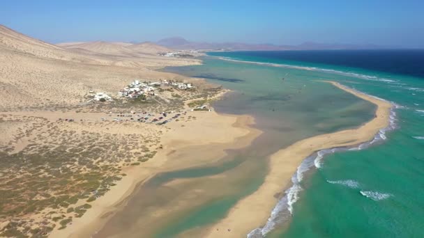 Hiszpania Wyspy Kanaryjskie Fuerteventura Półwysep Jandia Risco Del Paso Playas — Wideo stockowe