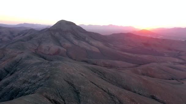 Spanje Canarische Eilanden Fuerteventura Mount Cardon Vulkanisch Landschap Met Uitzicht — Stockvideo