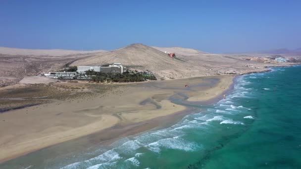 Espagne Îles Canaries Fuerteventura Péninsule Jandia Playa Sotavento Jandia Lagune — Video