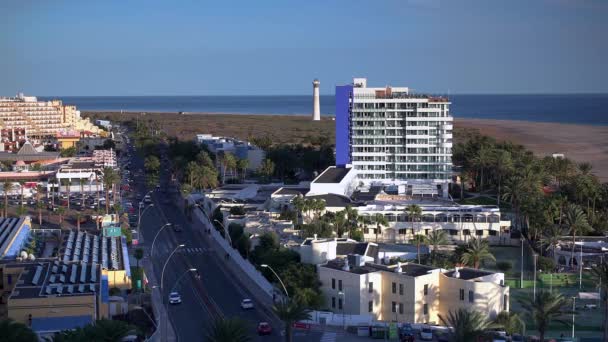 Espanha Ilhas Canárias Fuerteventura Vista Elevada Sobre Resort Morro Jable — Vídeo de Stock