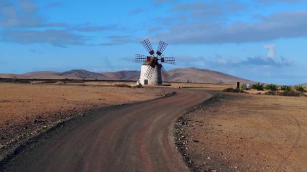 Испания Канарские Острова Фуэртевентура Circa 2020 Молино Тель Традиционный Ветряк — стоковое видео