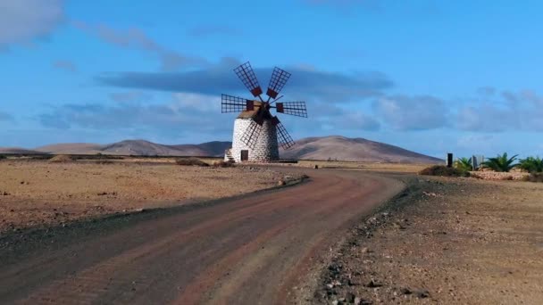 Spain Canary Islands Fuerteventura Circa 2020 Molino Tefia Traditional Windmill — 비디오