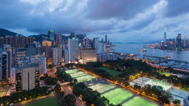 Emelkedett Kilátás Victoria Park Központi Kerület Hong Kong Island Hong — Stock videók