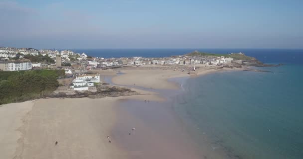 Förenade Kungariket England Cornwall Ives Porthminster Beach Och Hamn — Stockvideo