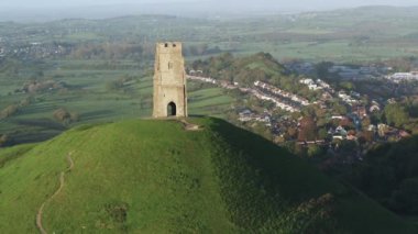 İngiltere, İngiltere, Somerset, Glastonbury, Glastonbury 'deki St. Michael Kilisesi Kulesi