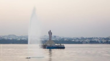 Hindistan, Telengana Eyaleti 'nin başkenti (Andhra Pradesh), Hyderabad, Buda heykeli, Hussain Sagar Gölü - zaman aşımı