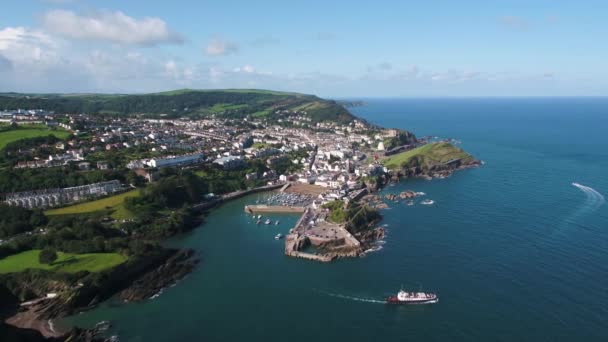 Inggris Devon Pantai Devon Utara Ilfracombe Pandangan Udara Atas Kota — Stok Video