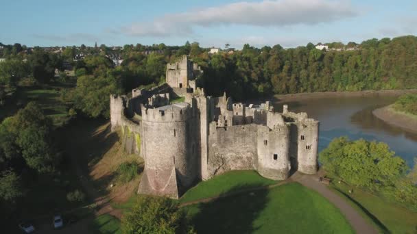 Verenigd Koninkrijk Wales Gwent Chepstow Castle River Wye — Stockvideo