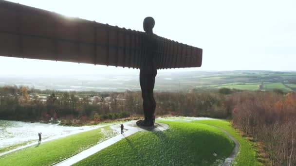 Reino Unido Nordeste Inglaterra Tyne Wear Gateshead Angel North Sculpture — Vídeo de Stock