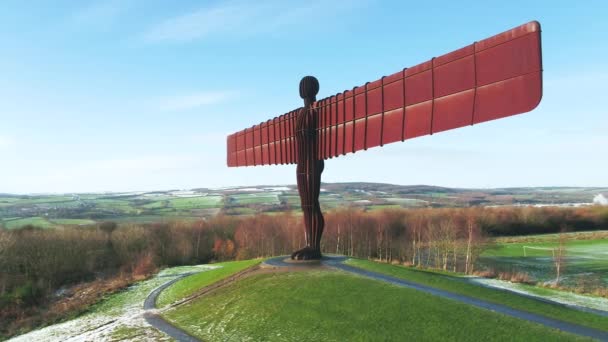 Reino Unido Nordeste Inglaterra Tyne Wear Gateshead Angel North Sculpture — Vídeo de Stock