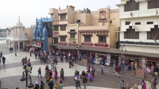 Индия Пенджаб Амрицар Улица Наследия Пешеходная Улица Ведущая Золотому Кольцу — стоковое видео