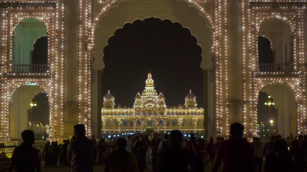 Hindistan Karnataka Mysore Şehir Sarayı Maharaja Sarayı Nın Ana Giriş — Stok video