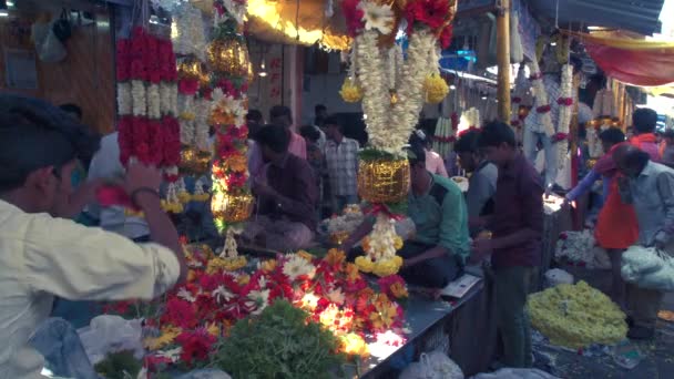 Jan 2018 Índia Karnataka Mysore Mercado Flores Devaraja — Vídeo de Stock