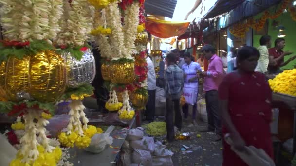 Jan 2018 Indien Karnataka Mysore Devaraja Blumenmarkt — Stockvideo