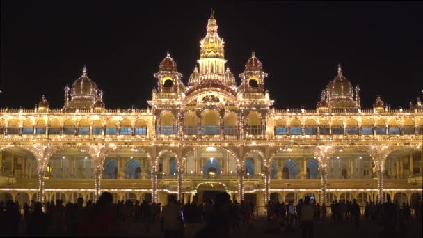 Ene 2018 India Karnataka Mysore Palacio Ciudad Iluminado Por Noche — Vídeos de Stock