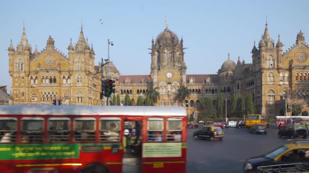 Jan 2018 Indien Mumbai Maharashtra Chhatrapati Shivaji Maharaj Terminus Bahnhof — Stockvideo