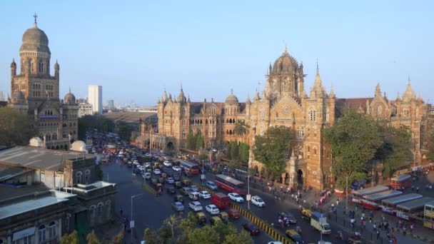 Jan 2018 Indien Mumbai Maharashtra Chhatrapati Shivaji Maharaj Terminus Bahnhof — Stockvideo