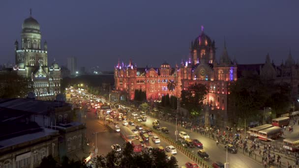 Январь 2018 Года Индия Мумбаи Махараштра Железнодорожная Станция Чхатрапати Шиваджи — стоковое видео