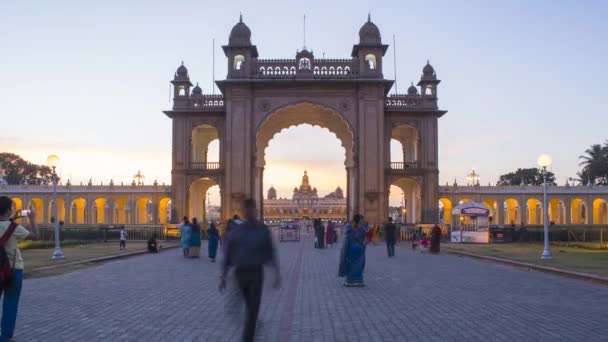 Indie Karnataka Mysore Městský Palác Hlavní Vstupní Brána Mahárádžova Paláce — Stock video