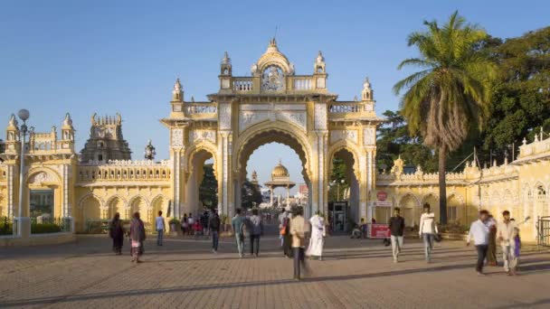 Indie Karnataka Mysore Městský Palác Vstupní Brána Mahárádžova Paláce Časový — Stock video