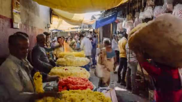 India Karnataka Mysore Devaraja Mercato Dei Fiori Time Lapse — Video Stock