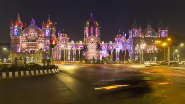 Jan 2018 India Mumbai Maharashtra Chhatrapati Shivaji Maharaj Terminus Railway — стокове відео